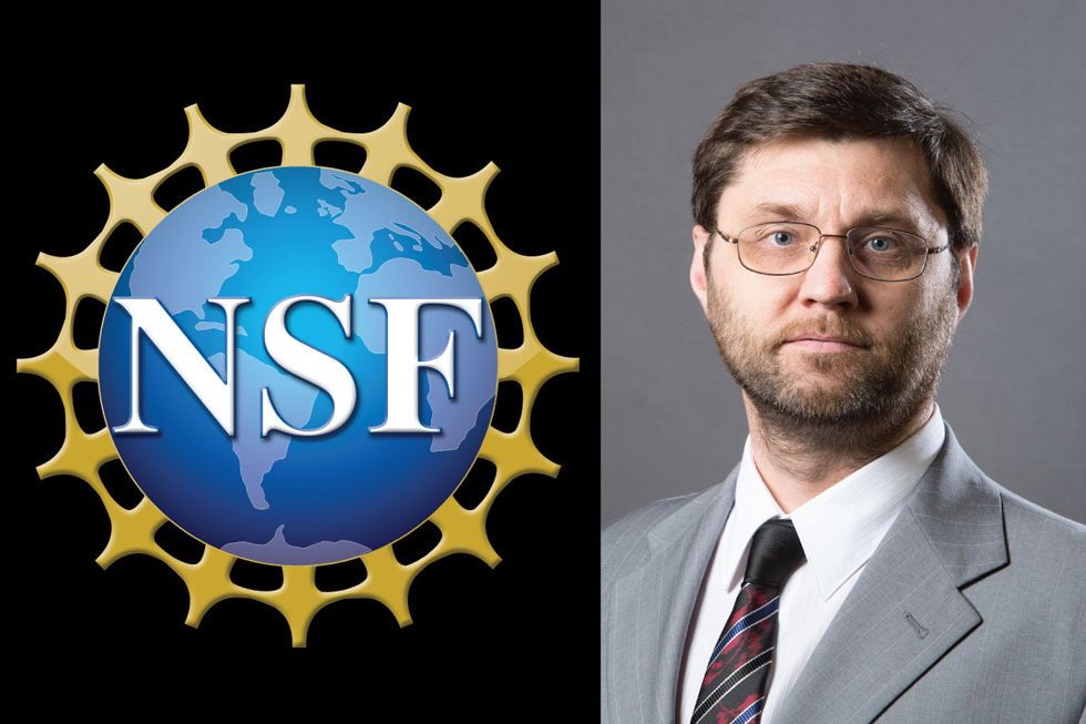 left is the NSF logo and right is a portrait of Alexey Krasnoslobodtsev.