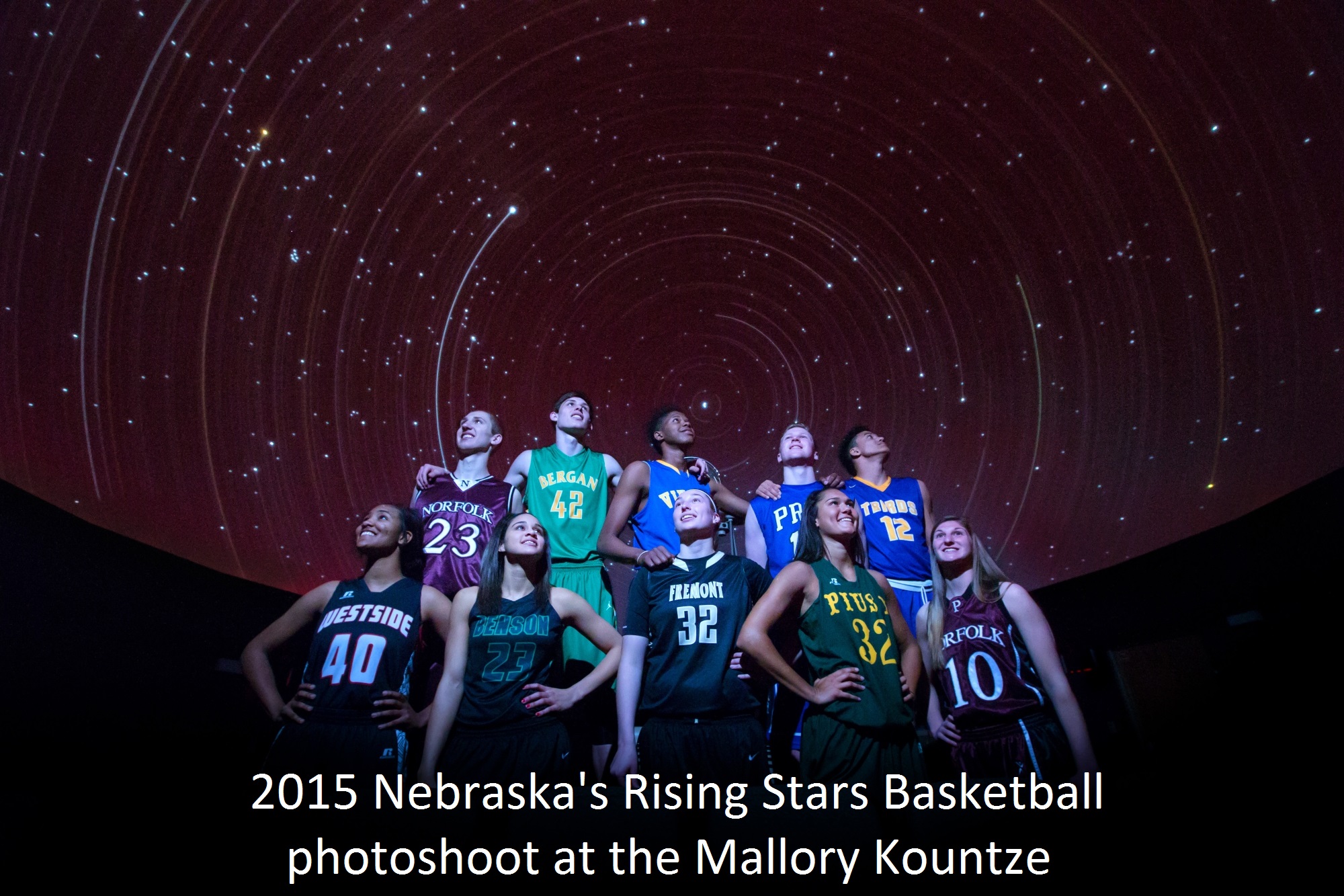 2015 Nebraska's Rising Stars Basketball photoshoot at the Planetarium