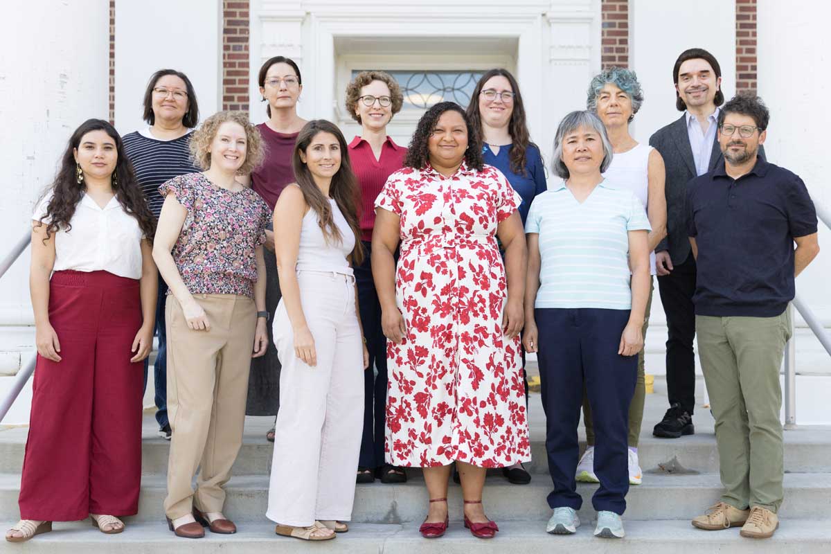 The World Languages & Literature department pose in front of the Arts & Sciences building for a group photo in 2025.