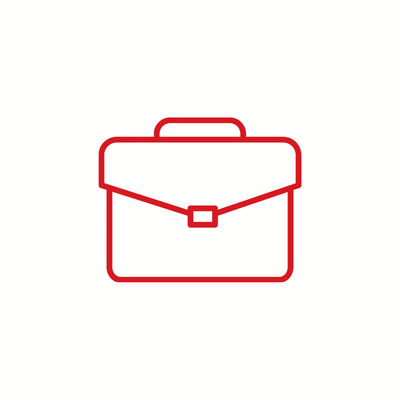 image of an icon in red color and a transparent background of briefcase.
