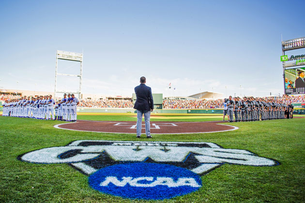 Collin Wyler singing at the College World Series