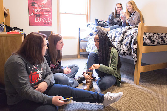 students in residence hall