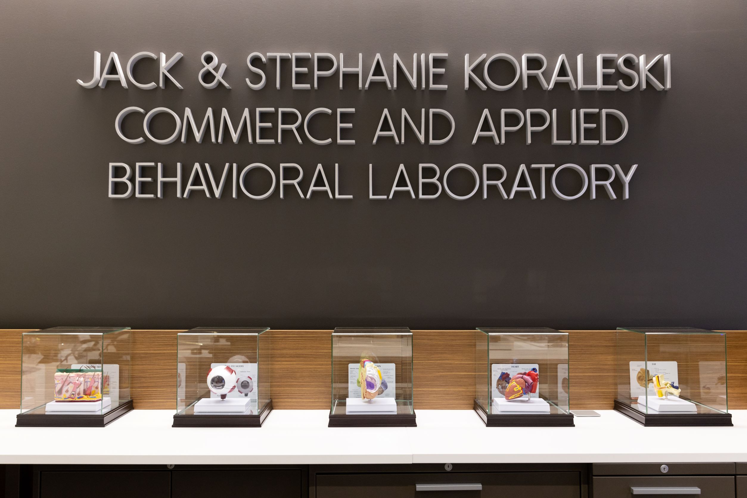 Koraleski Commerce and Buisiness Labratory sign on the front wall