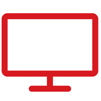computer monitor icon in red color