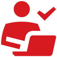 People using computer icon in red color