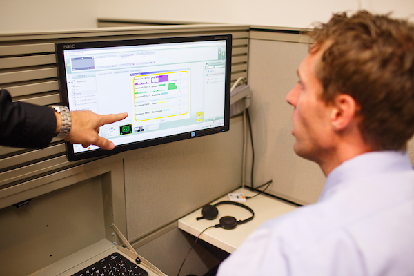 student working at a computer