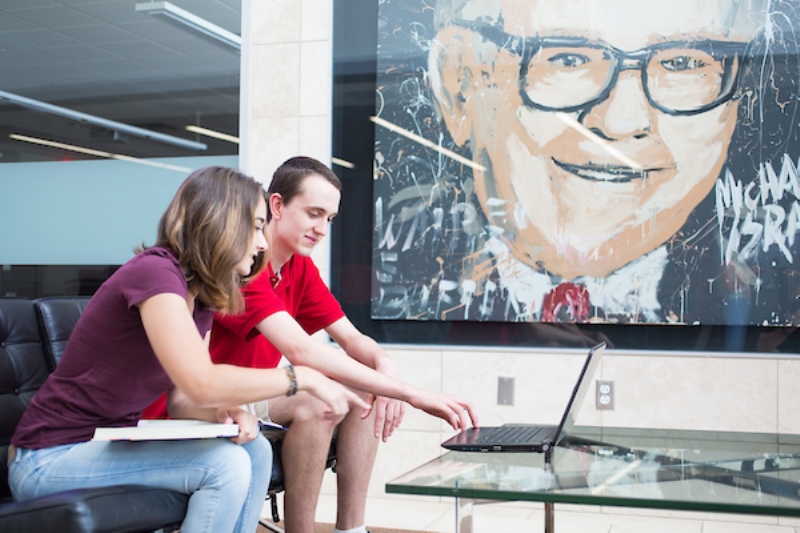 Students in atrium