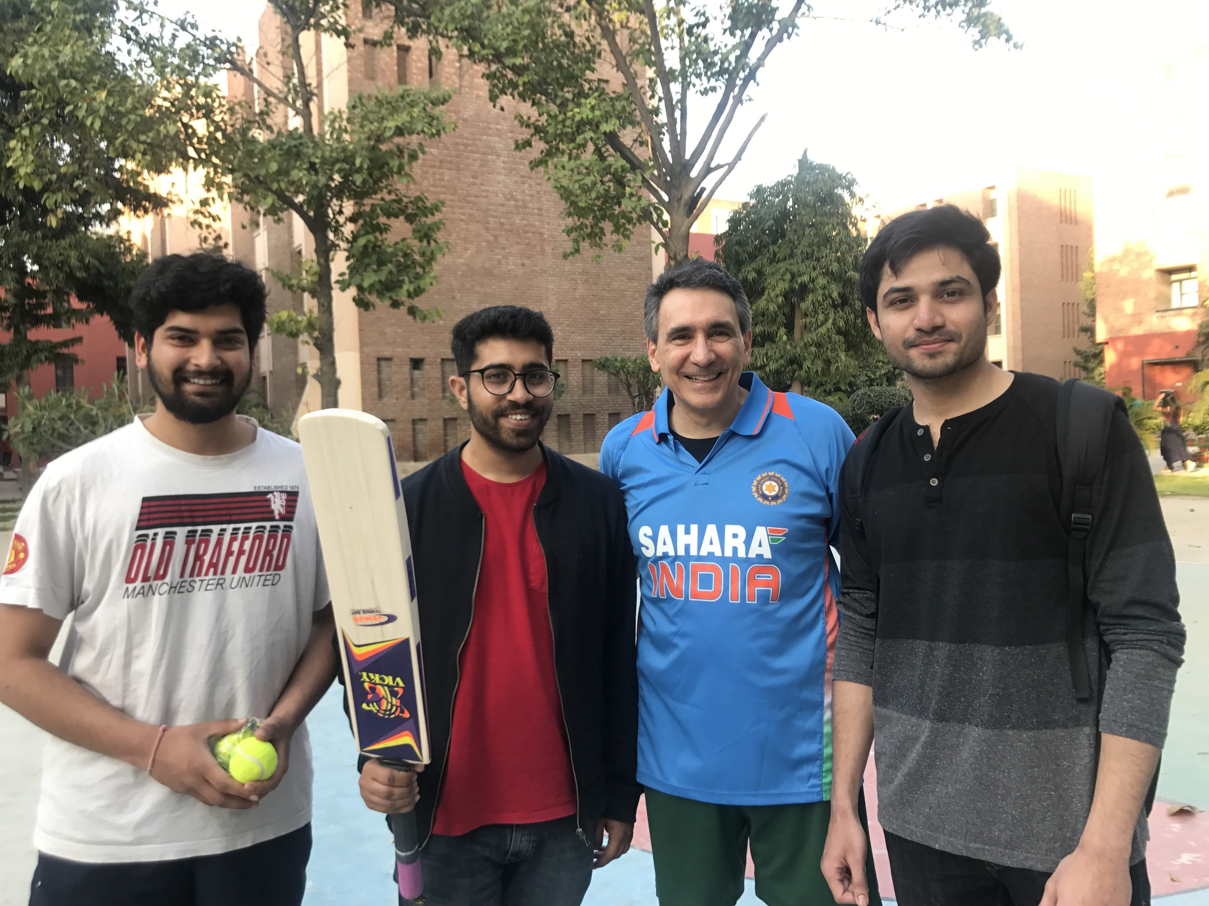 UNO MBA student Mike Fecci enjoyed a game of cricket with MBA students from IMT, Ghaziabad