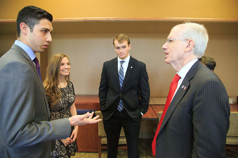 Chancellor Gold and students