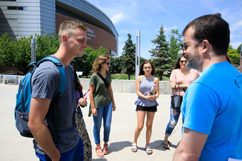 Mammel Hall and students