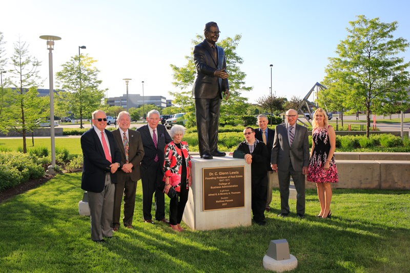 Group with Lewis statue