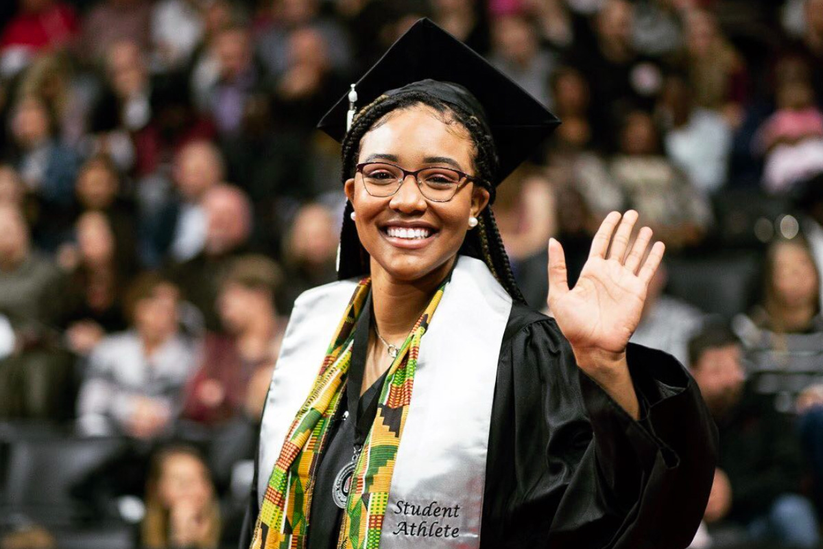 Jay Bridgeman receives her degree.