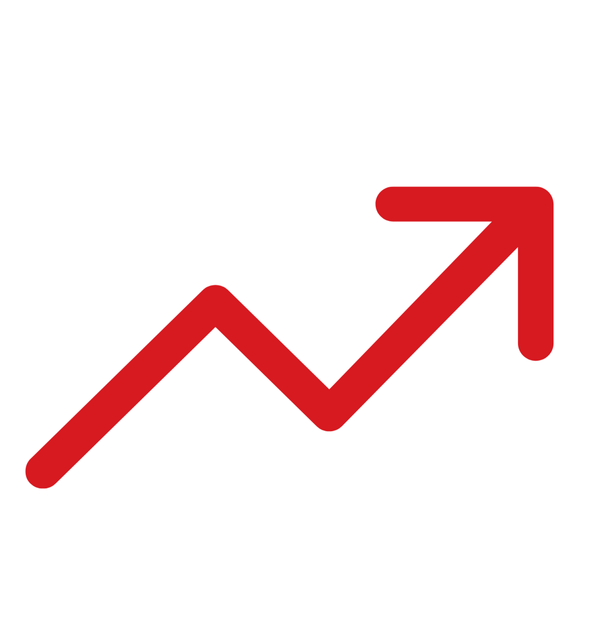 red arrow going up against white background