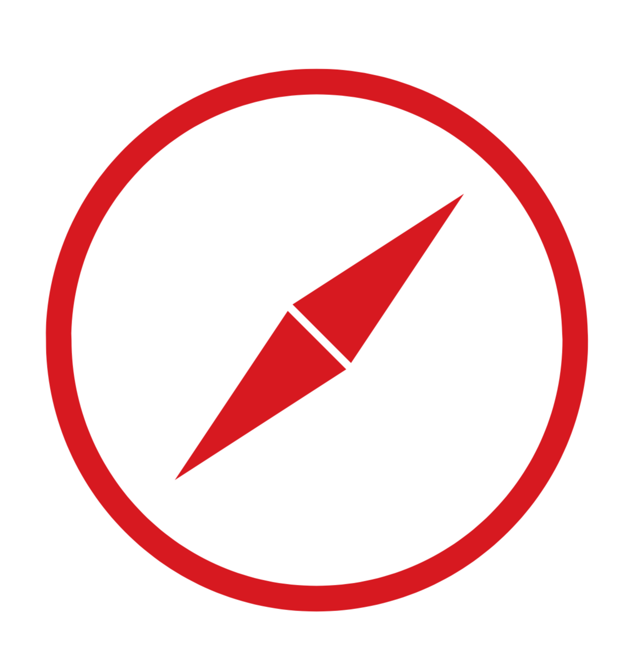 red compass against white background