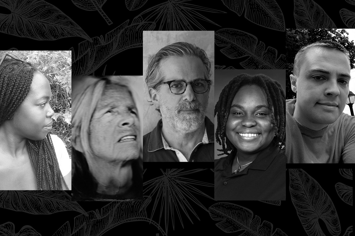 Photos of Hope Wabuke, Eileen Myles, Jonathan Lethem, MJ Atyai, Sam Dubas