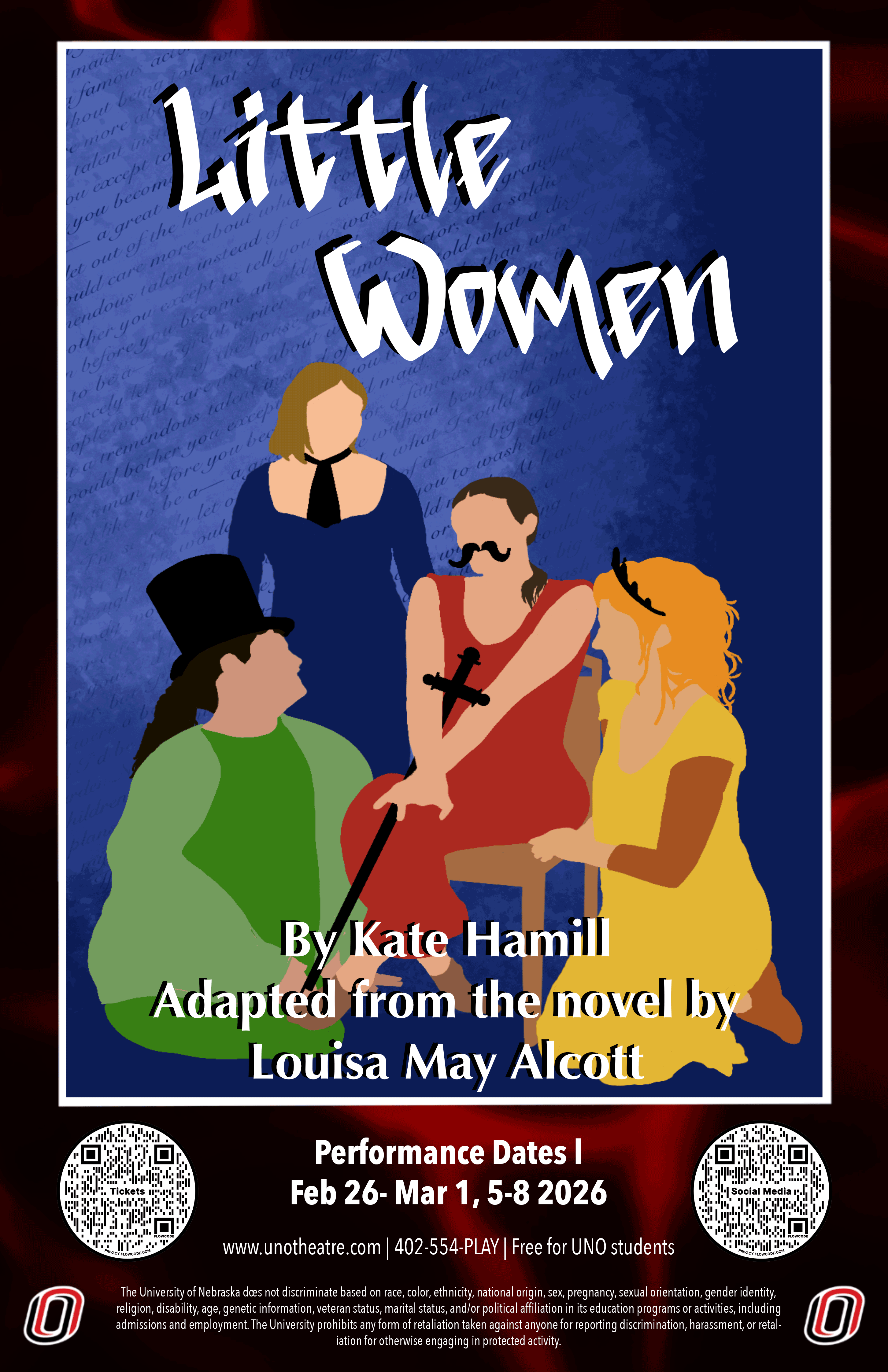 Poster for UNOTheatre Production of LITTLE WOMEN