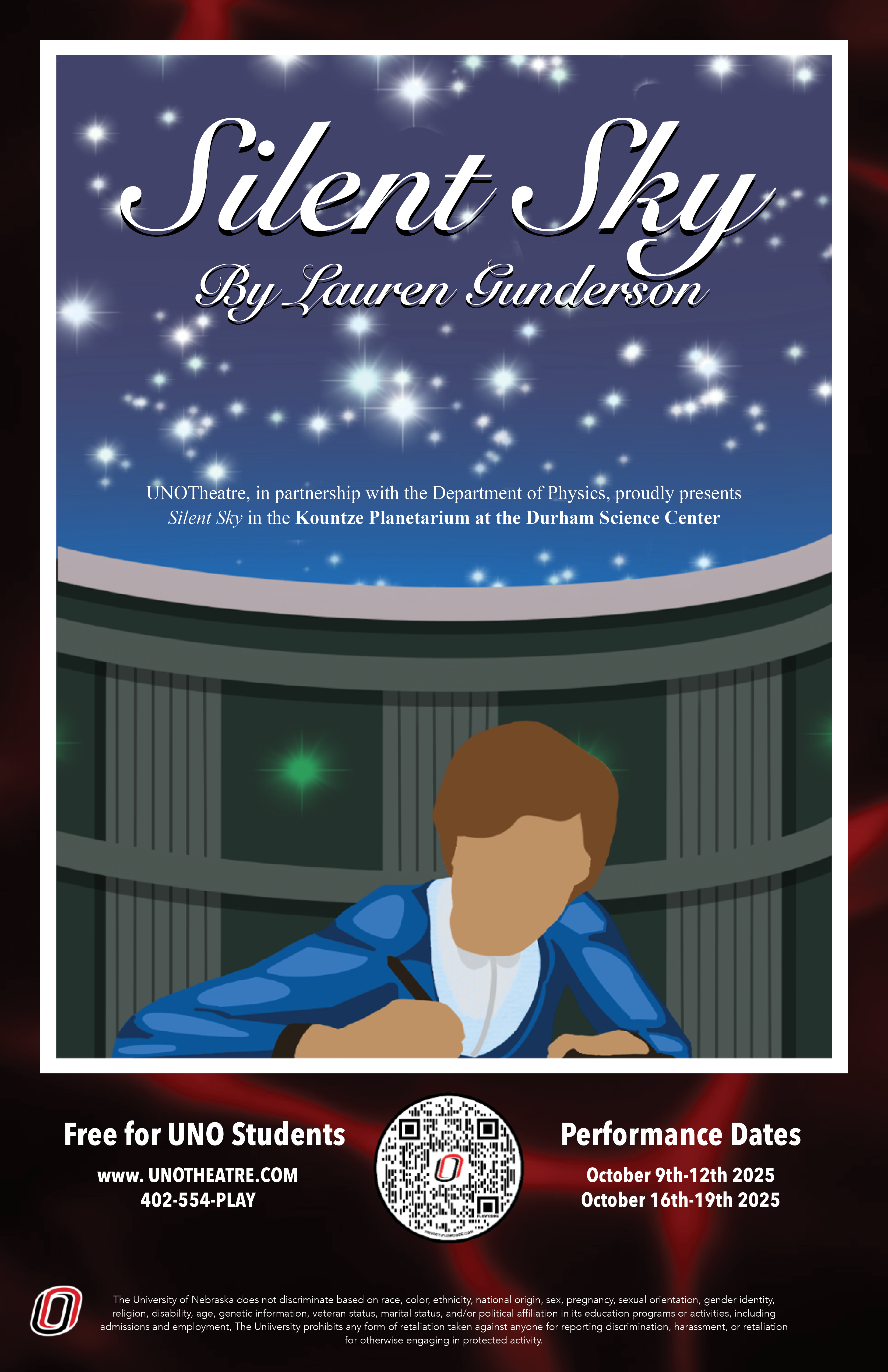 Poster for UNOTheatre Production of SILENT SKY