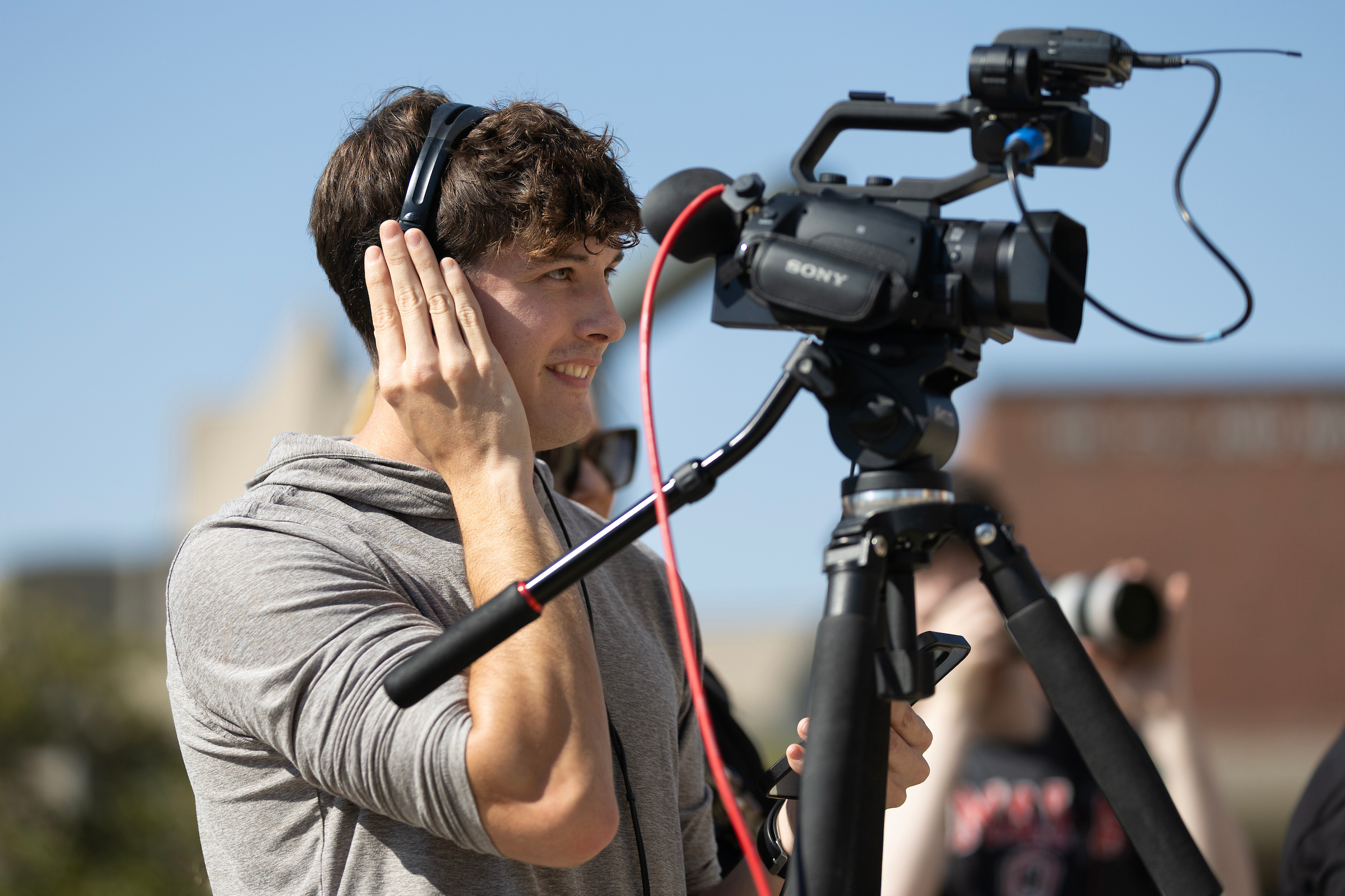 Video production crew on location