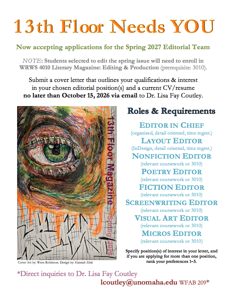 13th Floor Call For Editors graphic