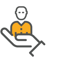 Icon of a hand holding a person