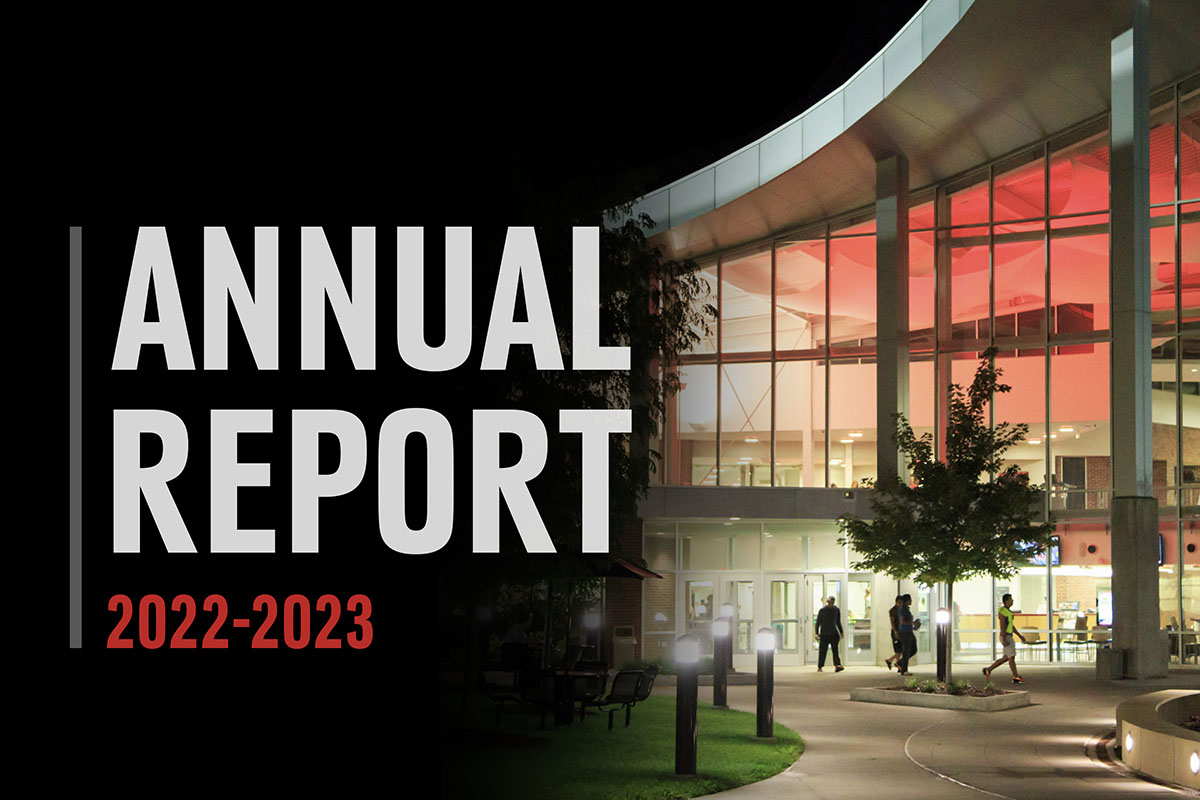 H&K Building at nights with the text: Annual Report 2022-2023
