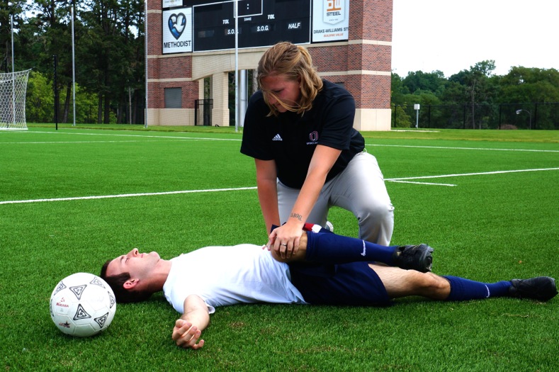 Student tends to injury.