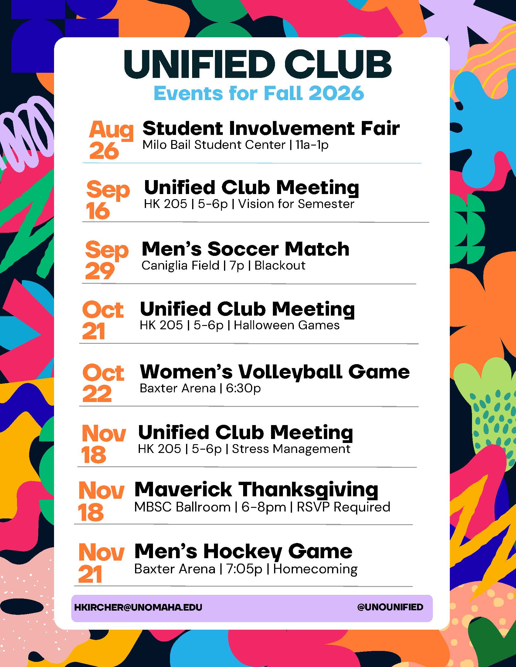 UNO Unified Club Upcoming Events