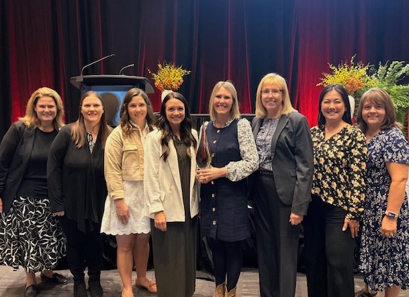 The NE Early Literacy Team is pictured with Dr. Lemke and Dr. Gomez-Johnson who were award the Mactier?Clark Literacy Educator Award at the Phoenix Academy Scholarship Banquet. 
