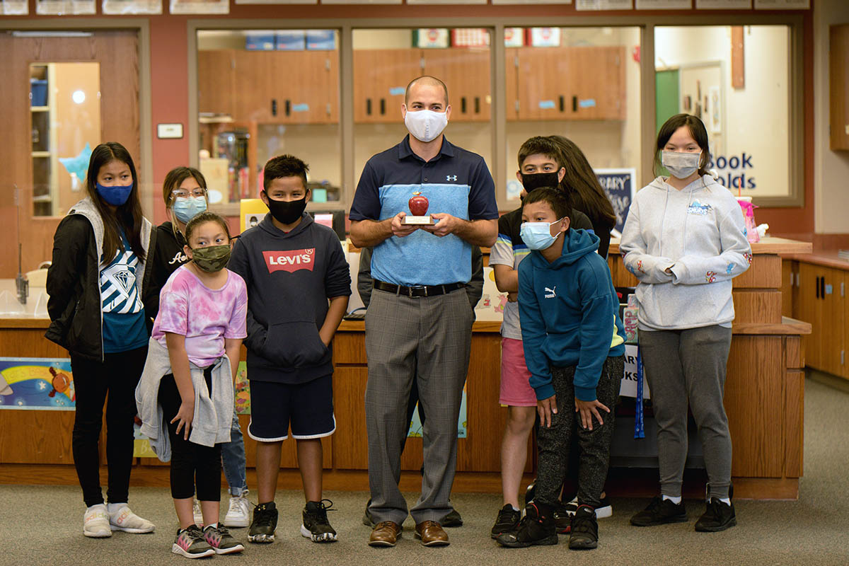 Lee Perez with his students