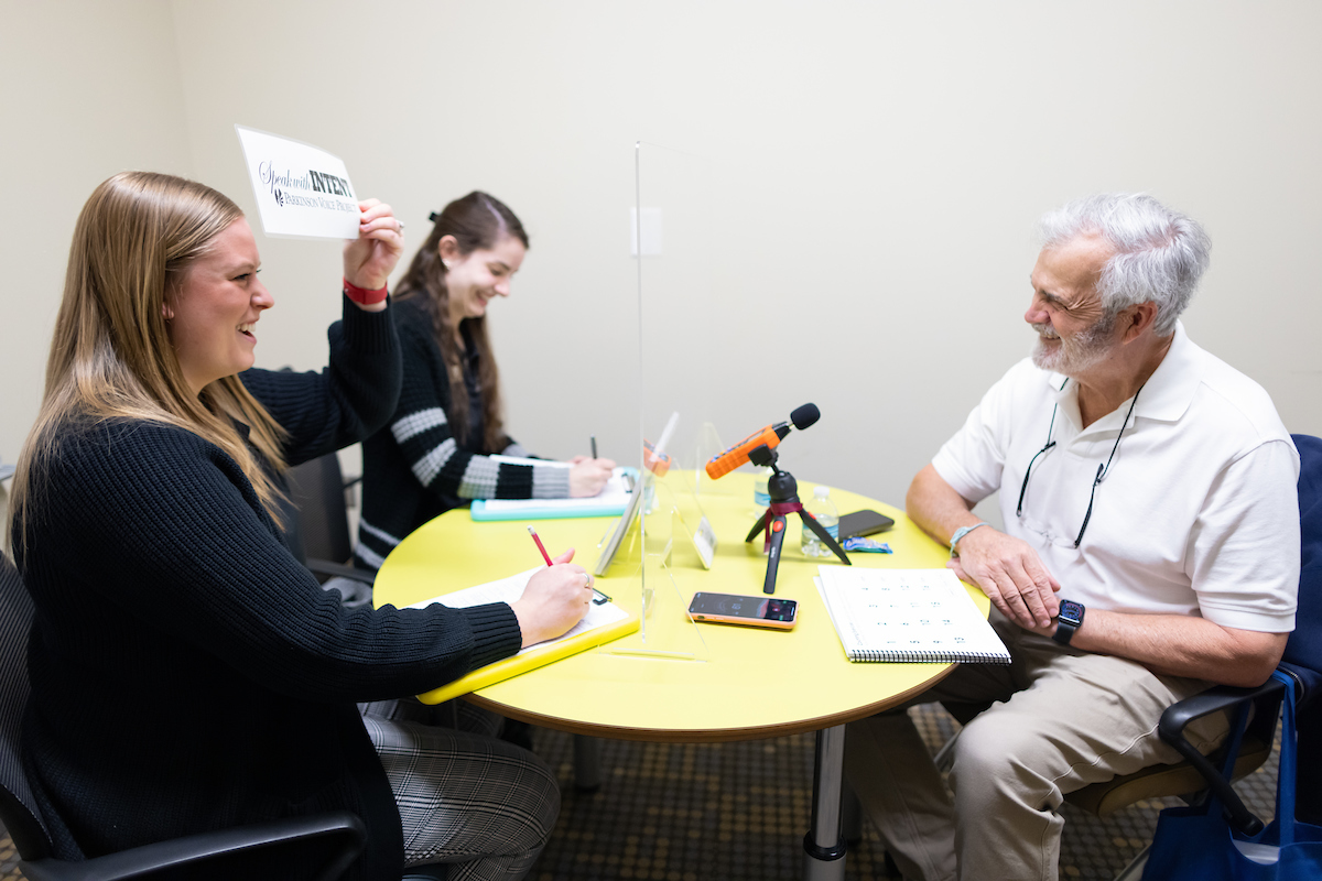 Client Steve Moran works with student clinicians in the Speech-Language Clinic