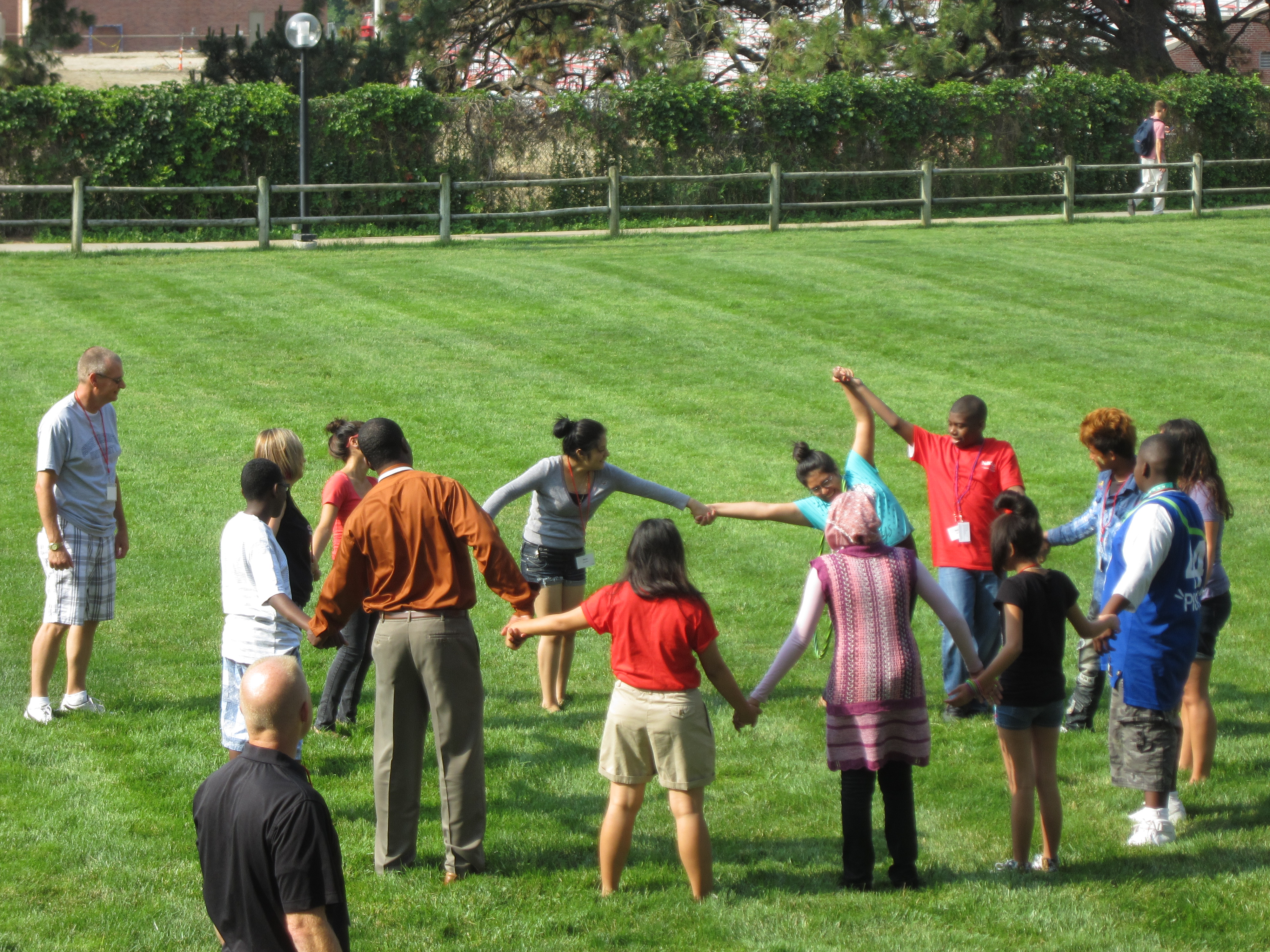 Students working together in Pep Bowl.