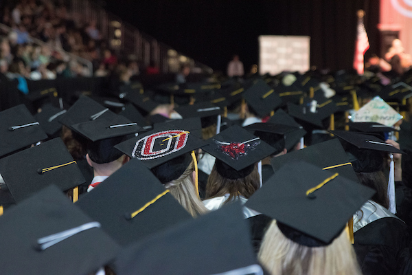 A sea of graduation caps.