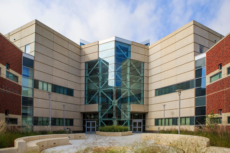 The Peter Kiewit Institute building from the front.