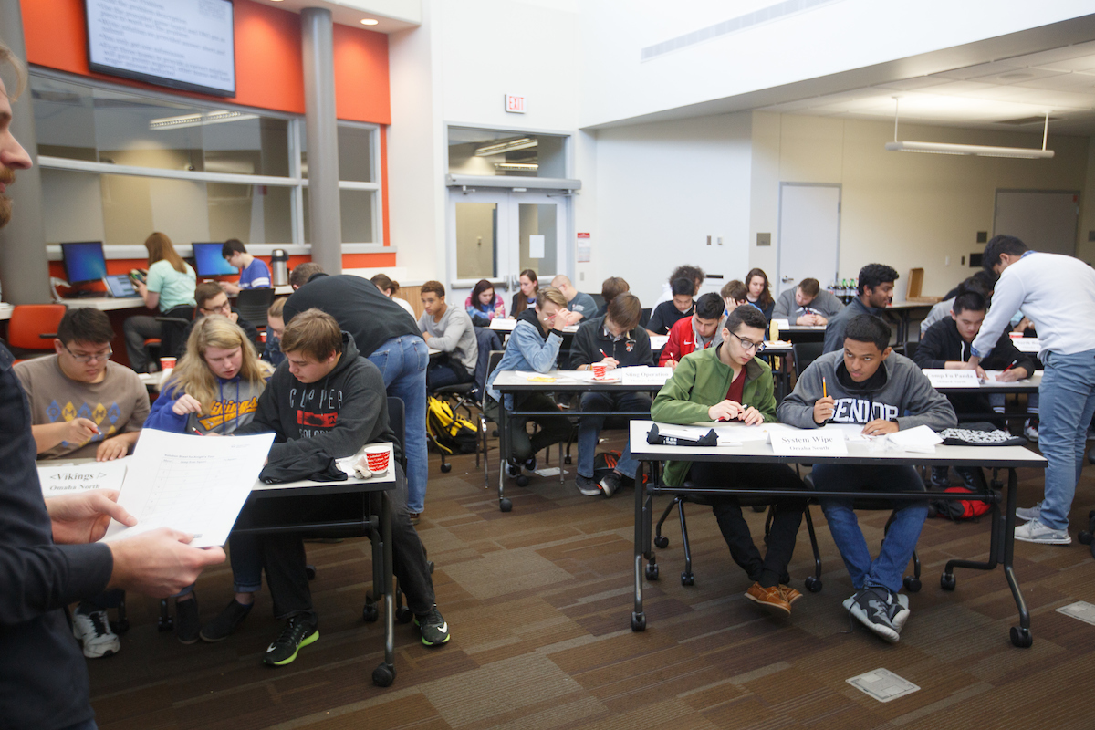 Students at the Peter Kiewit Institute during the Quiz Bowl.