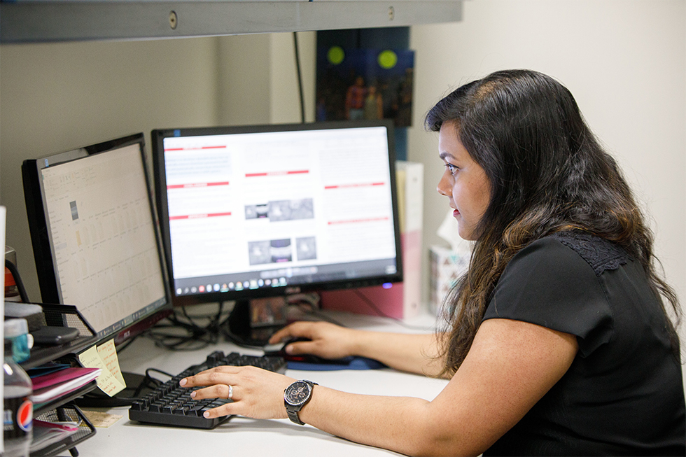 Student sitting at a computer