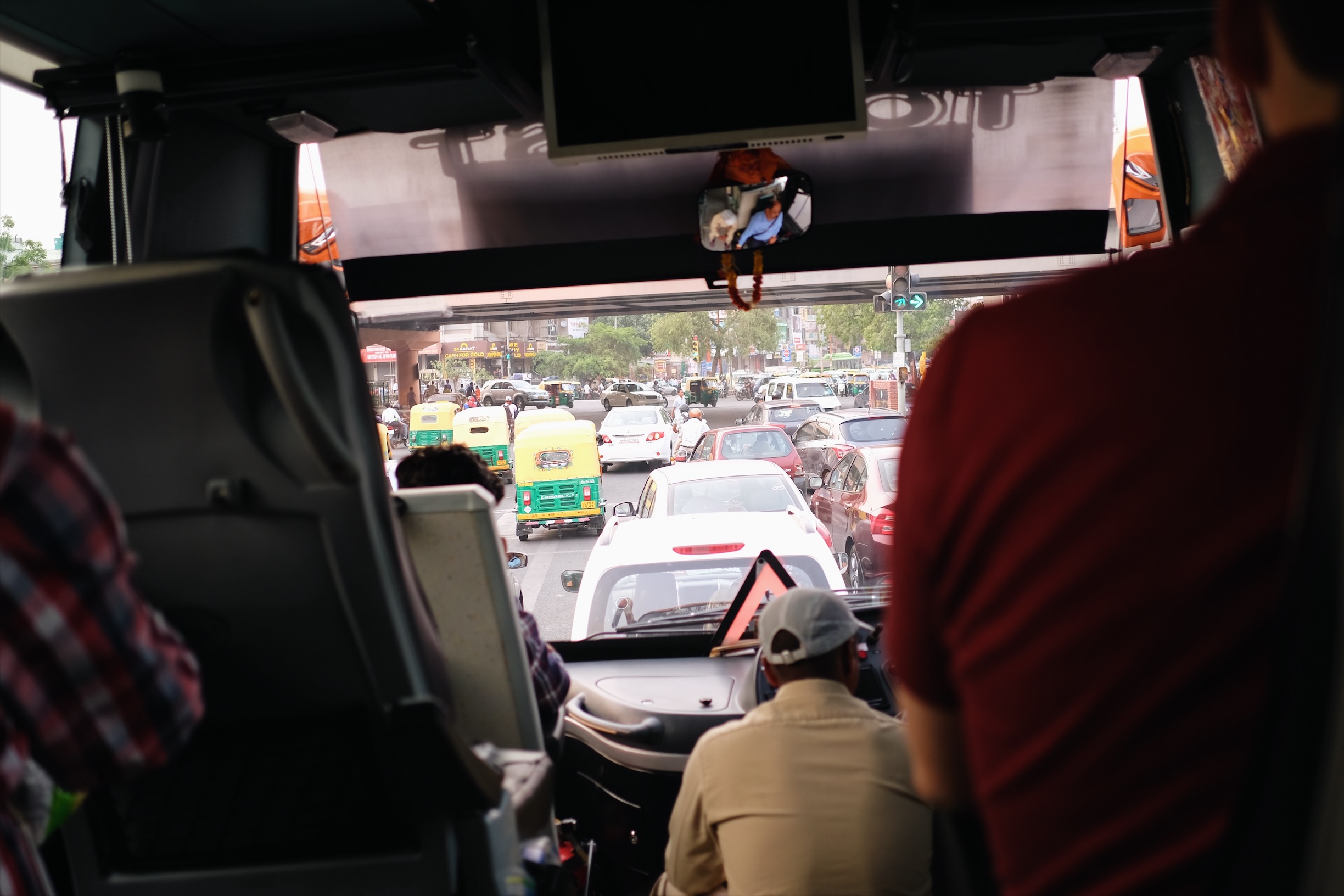 Students taking the bus in India