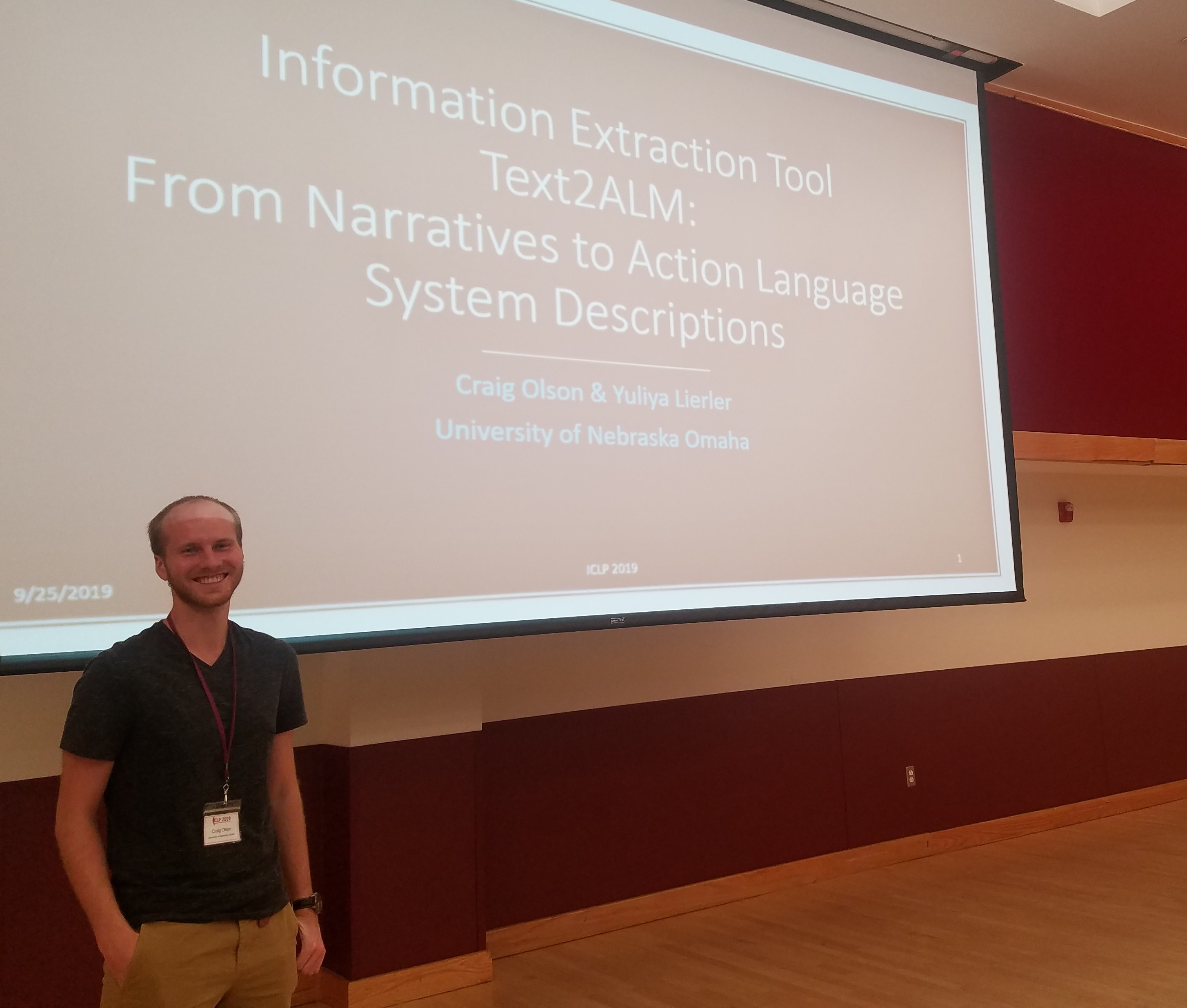 Craig Olson, Alumni of the CS Master's Program, Presents at the 2019 Int'l Conference on Logic Programming (ICLP)