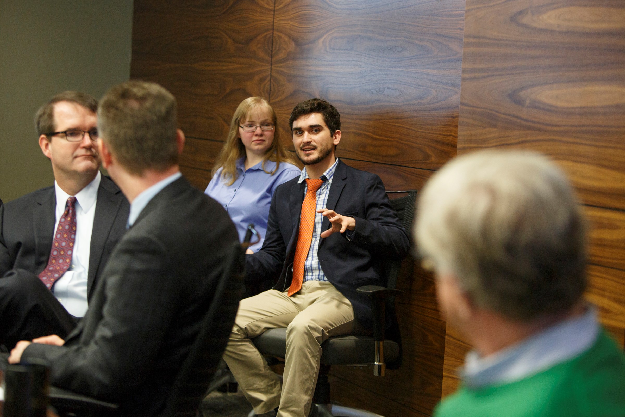 Dalton Ellis, with Joanna Gardner, brief US Rep. Brad Ashford on student activities