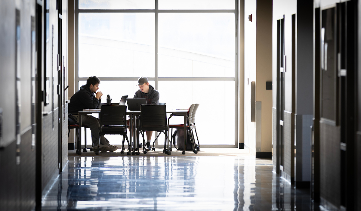 Students study in the Peter Kiewit Institute at the University of Nebraska Omaha 