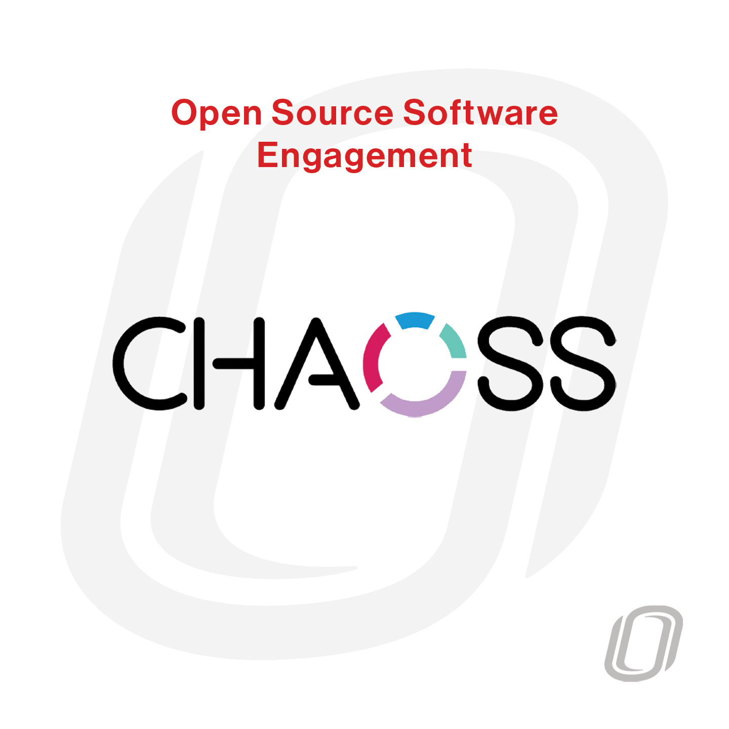 the CHAOSS project logo with the title "open source software engagement" above it and a subtle UNO logo in the background