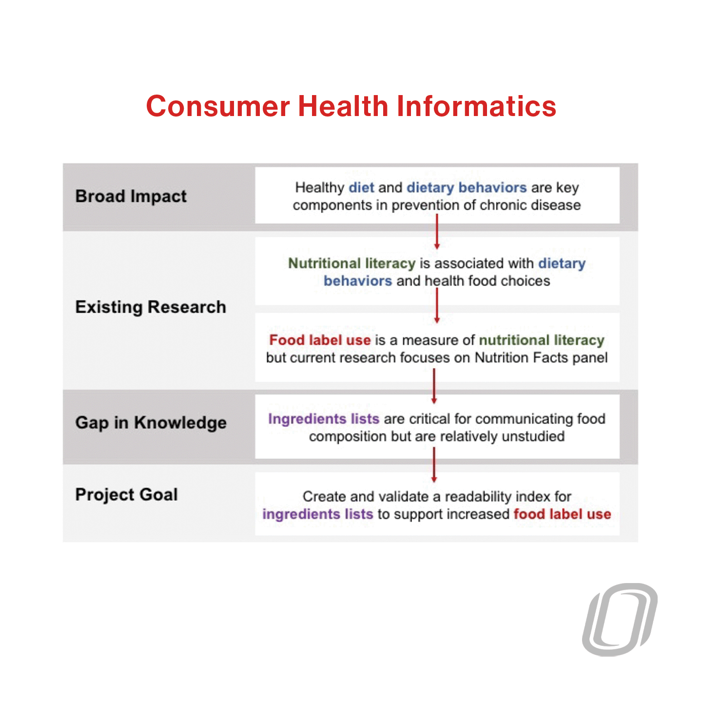 a top-down diagram overview that shows the consumer health informatics processes