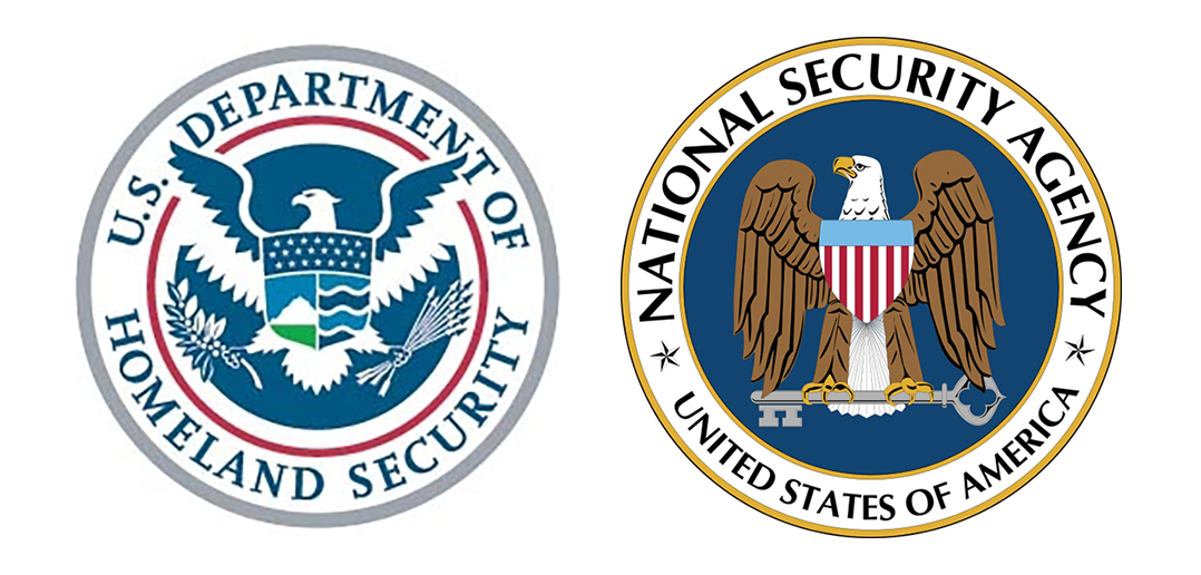 The seal for the Department of Homeland Security and the seal of the National Security Agency are displayed.