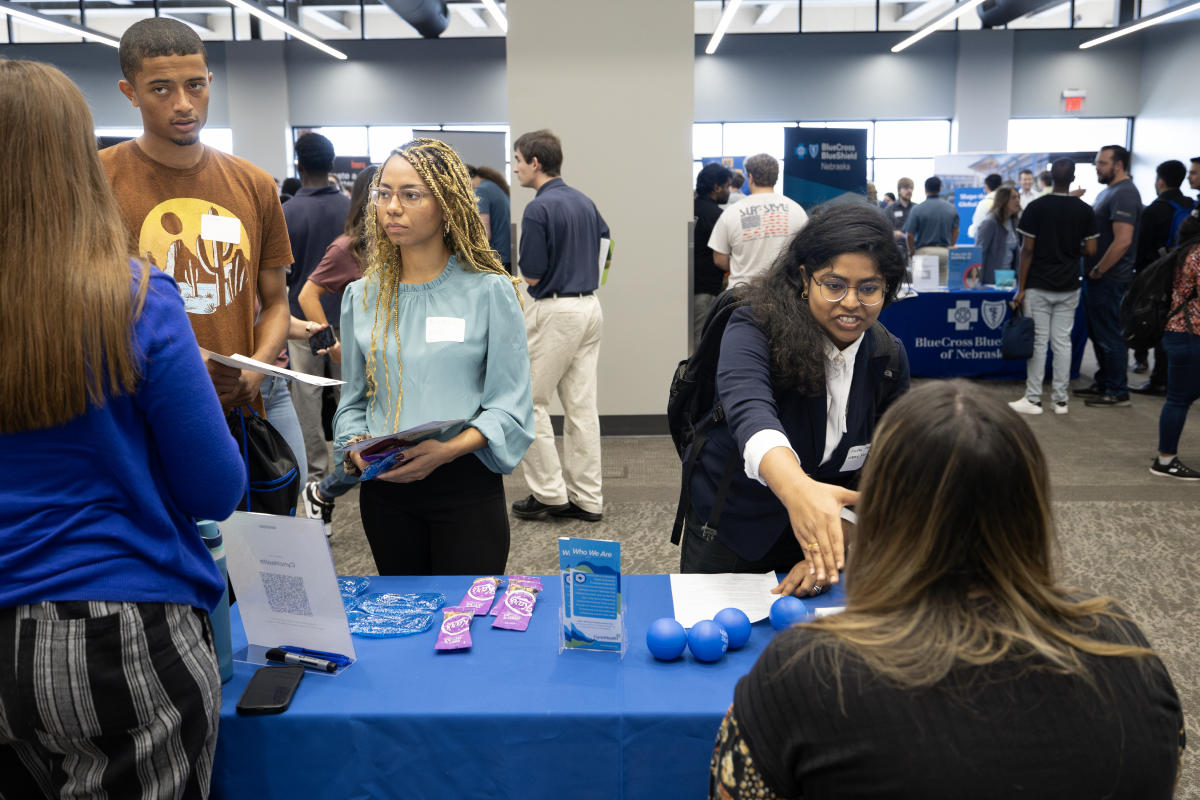 Students at a career fair