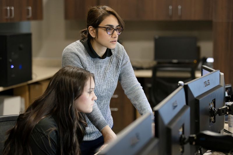 two students at a computer