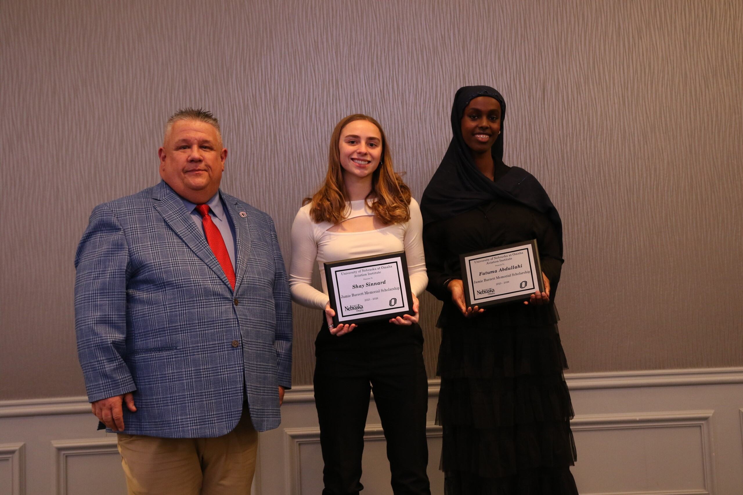 student receiving the Jamie Barrett Memorial Scholarship