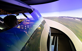 Student flying in the simulator