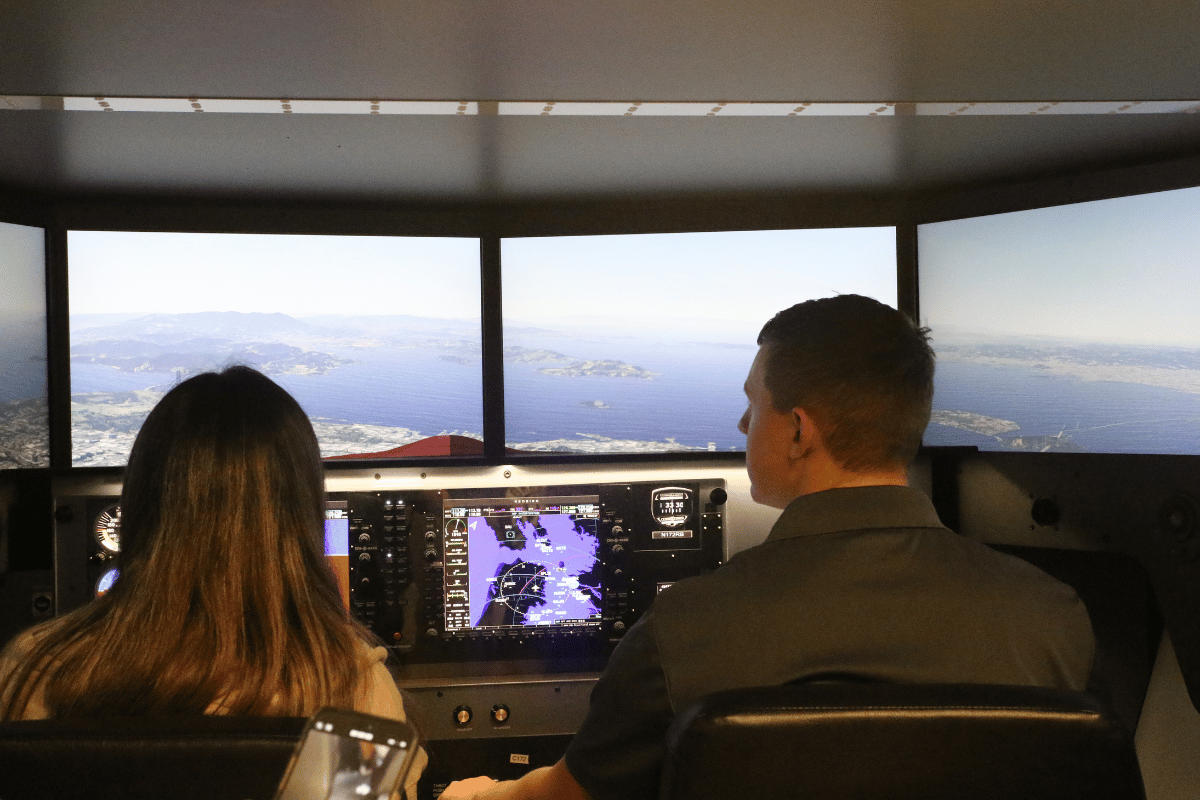 Students at UNO's Simulators. 