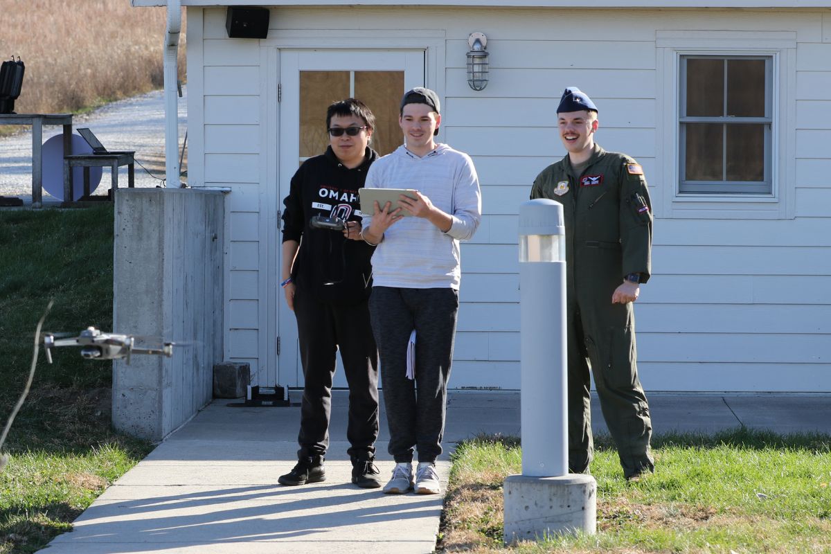 Students flying drones