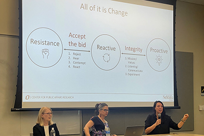 Director Josie Gatti Schafer speaking on a panel about change management at the 2025 CUPSO Conference