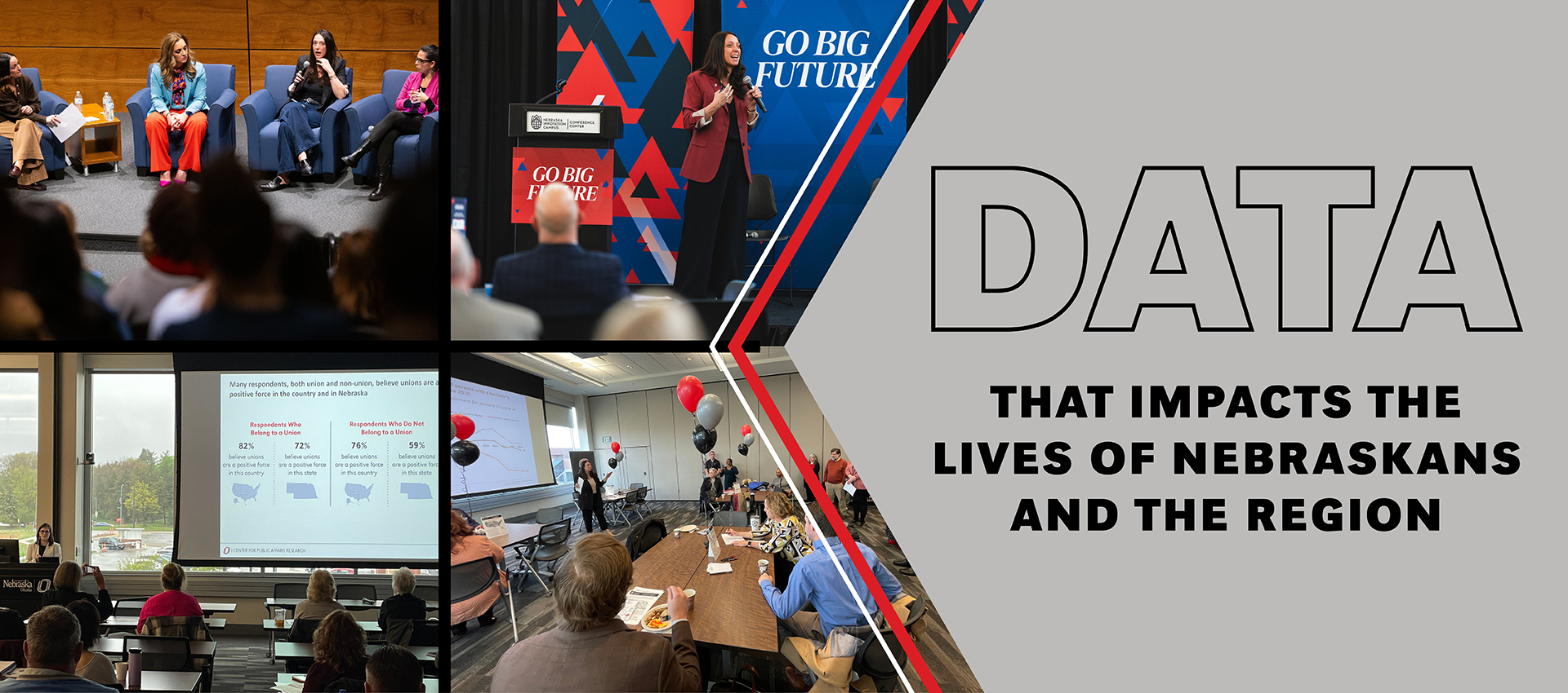 Data that impacts the lives of Nebraskans with photos of CPAR staff presenting